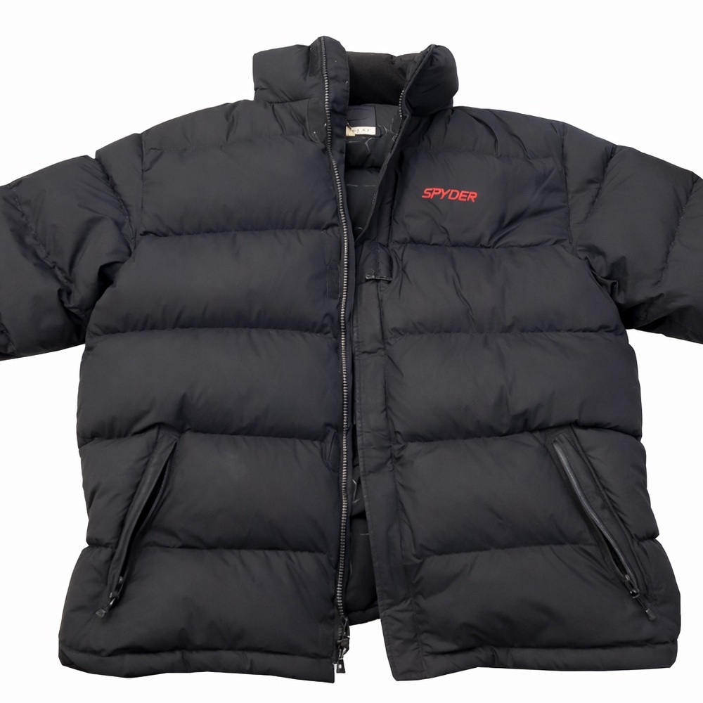 Spyder Charcoal Puffer Jacket with Red Logo